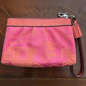 Coach Pleated Pink and Orange Wristlet